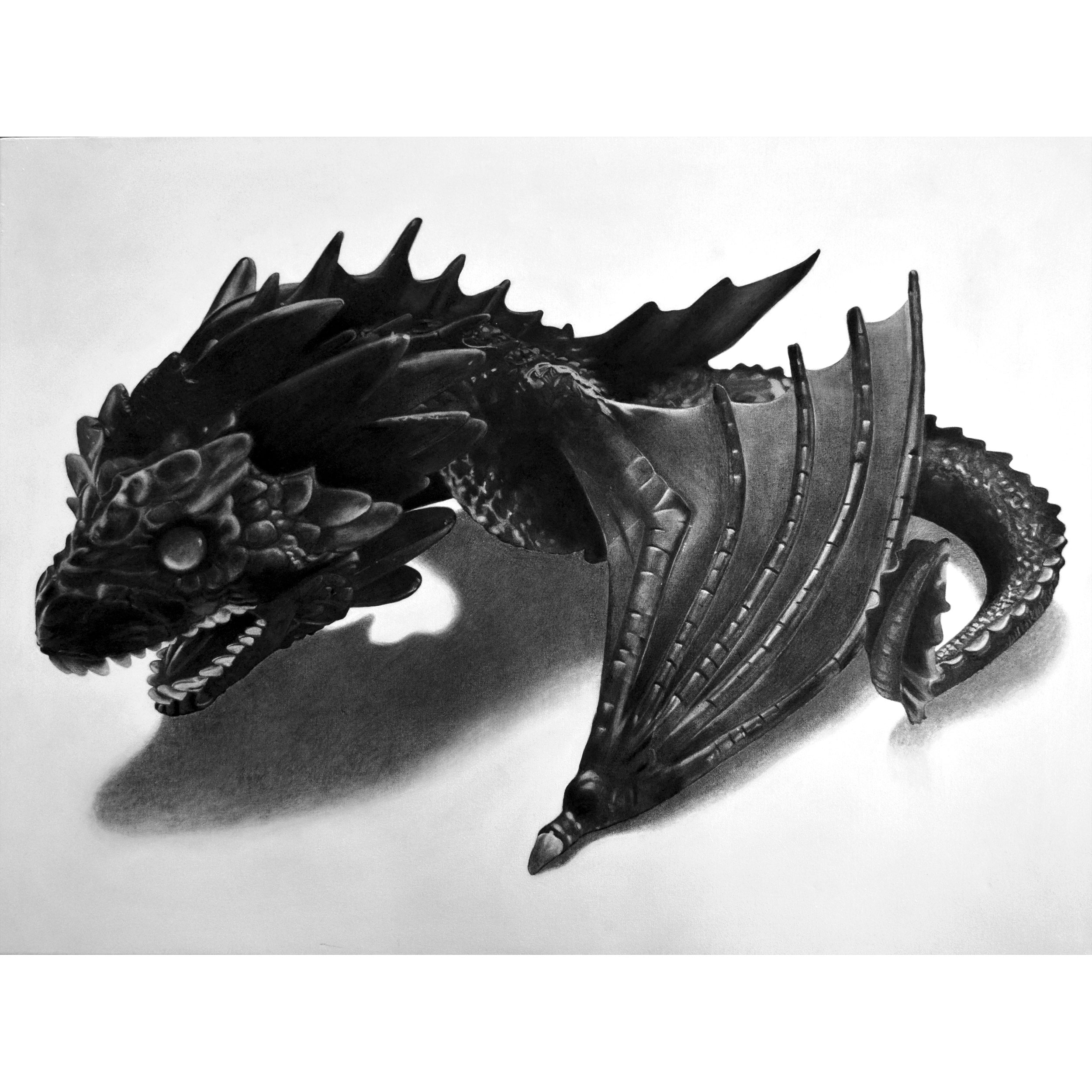 Drogon Charcoal Drawing on Canvas Jacquie Hughes